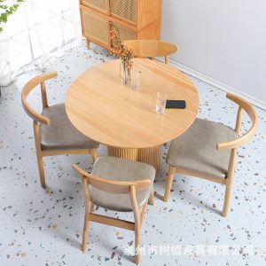 Bàn ghế Bắc Âu Đơn Giản Gỗ Phong Cách phòng nhỏ Gỗ Chắc Chắn Bàn Tròn Quán Cà Phê Quán Trà Sữa Nhà Thiết Kế Cổ Bàn Ăn - Hình 2