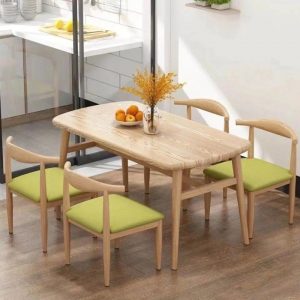 Bàn ghế Bắc Âu ghế ăn gỗ đặc Bàn ăn phòng nhỏ nhà hiện đại giải trí Bàn ghế Bàn ăn Bàn hình chữ nhật - Hình 3