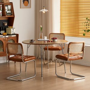 Bàn ghế Bắc Âu Gỗ Anh Đào Tròn Bàn Ghế gia đình Nhỏ Ăn Bàn Tròn Phòng Khách Bàn Ăn Bằng Thép Không Gỉ