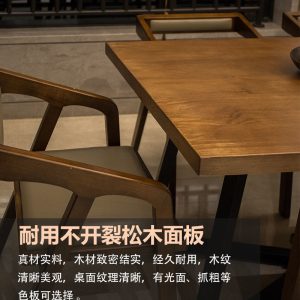 Bàn ghế Bắc Âu Gỗ Bàn Dài Nhà Bàn Ăn Cà Phê Quán Trà Sữa Cổ Đăng Nhập Bàn Ghế Sắt - Hình 3