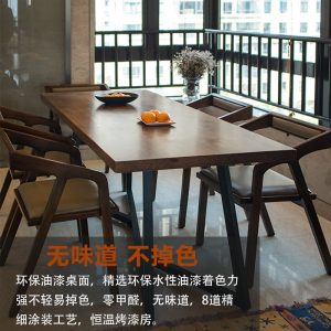 Bàn ghế Bắc Âu Gỗ Bàn Dài Nhà Bàn Ăn Cà Phê Quán Trà Sữa Cổ Đăng Nhập Bàn Ghế Sắt - Hình 4