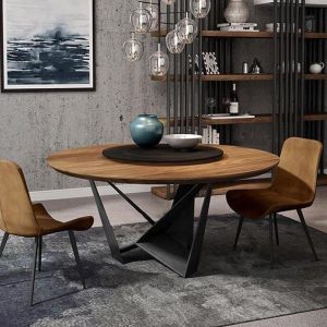 Bàn ghế Bắc Âu Gỗ Chắc Chắn Bàn Ăn Tròn Thiết Kế Bàn Tròn Sáng Tạo Bàn Nhà Bàn Ăn Đồng Hồ Nam Sắt Giải Trí Bàn Cà Phê - Hình 2