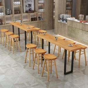 Bàn ghế Bắc Âu gỗ đặc Bàn quầy bar sát tường quầy bar quán cà phê quán trà sữa dải dài hẹp quầy bar nhà Bàn ghế cao - Hình 2