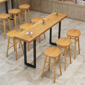 Bàn ghế Bắc Âu gỗ đặc Bàn quầy bar sát tường quầy bar quán cà phê quán trà sữa dải dài hẹp quầy bar nhà Bàn ghế cao
