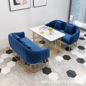 Bàn ghế Bắc Âu ins sofa vải Bàn ghế lưới đỏ nhà hàng khách sạn đơn giản sofa sắt rèn đàm phán ghế sofa - Hình 2