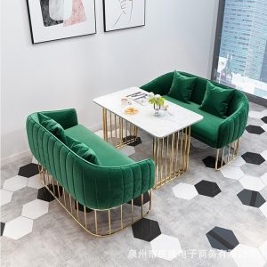 Bàn ghế Bắc Âu ins sofa vải Bàn ghế lưới đỏ nhà hàng khách sạn đơn giản sofa sắt rèn đàm phán ghế sofa - Hình 3