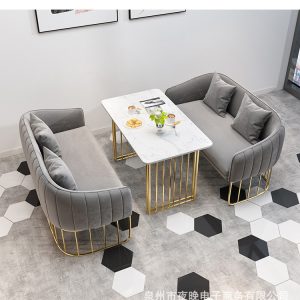 Bàn ghế Bắc Âu ins sofa vải Bàn ghế lưới đỏ nhà hàng khách sạn đơn giản sofa sắt rèn đàm phán ghế sofa - Hình 4