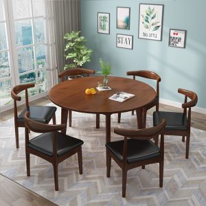 Bàn ghế Bắc Âu Italy bằng gỗ nguyên khối Bàn tròn nhỏ và ghế nhà phòng nhỏ 0,8m tròn đơn giản Bàn ăn đàm phán Bàn cà phê - Hình 2