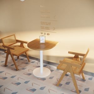 Bàn ghế Bắc Âu lưới đỏ trà sữa cửa hàng tráng miệng quán cà phê Bàn ăn gỗ đặc đơn giản Bàn vuông nhỏ khu vực đàm phán giải trí Bàn ghế - Hình 4