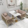 Bàn ghế Bắc Âu lưới sắt đỏ ghế sofa ins Bàn ghế sofa vải quán cà phê quán trà sữa giải trí Bàn ghế