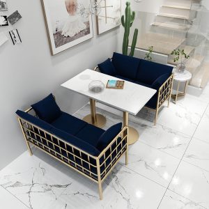 Bàn ghế Bắc Âu lưới sắt đỏ ghế sofa ins Bàn ghế sofa vải quán cà phê quán trà sữa giải trí Bàn ghế - Hình 2