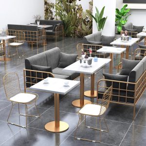 Bàn ghế Bắc Âu lưới sắt đỏ ghế sofa ins Bàn ghế sofa vải quán cà phê quán trà sữa giải trí Bàn ghế - Hình 4