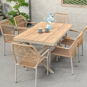Bàn Ghế Bắc Âu Mây Ngoài Trời - Bàn Ghế Cao Cấp Sân Vườn, Bàn Gỗ Nhựa Mây - Hình 2