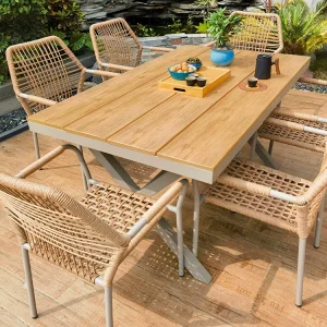 Bàn Ghế Bắc Âu Mây Ngoài Trời - Bàn Ghế Cao Cấp Sân Vườn, Bàn Gỗ Nhựa Mây