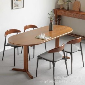 Bàn ghế Bắc Âu nhà đầy đủ chắc chắn Bàn ghế phòng nhỏ khúc gỗ sáng tạo Bàn ăn hình bầu dục homestay thời trung cổ Bàn cà phê - Hình 2