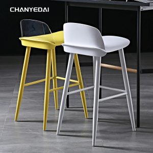 Bàn ghế Bắc âu nhà thiết kế lưng trong suốt lưới đỏ ghế bar quầy bar phía trước quán cà phê quán trà sữa cao ghế đẩu quầy bar