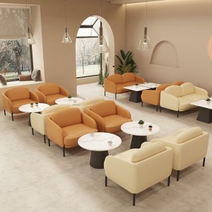 Bàn ghế Bắc Âu sang trọng Bàn ghế cửa hàng tráng miệng cửa hàng cà phê thư viện giải trí sofa ghế đàm phán tiếp tân Bàn tròn - Hình 2