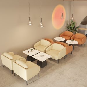 Bàn ghế Bắc Âu sang trọng Bàn ghế cửa hàng tráng miệng cửa hàng cà phê thư viện giải trí sofa ghế đàm phán tiếp tân Bàn tròn - Hình 3