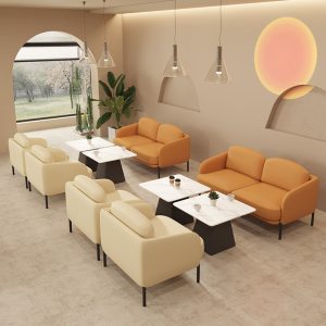 Bàn ghế Bắc Âu sang trọng Bàn ghế cửa hàng tráng miệng cửa hàng cà phê thư viện giải trí sofa ghế đàm phán tiếp tân Bàn tròn - Hình 4