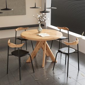 Bàn ghế Bắc Âu sang trọng thiết kế log Bàn ăn phòng nhỏ cá tính sáng tạo tròn bình thường Bàn giải trí Bàn đàm phán - Hình 2