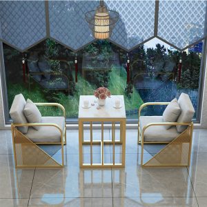Bàn ghế Bắc Âu sắt rèn quán trà sữa giải trí sofa 4 người quán cà phê sofa ghế sofa Bàn ghế