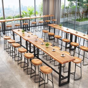 Bàn ghế Bắc Âu Sắt Rèn Thanh Bàn Ghế Quán Trà Sữa Cao Bàn Cafe Nhà Hàng Gỗ Dài Hẹp Bàn - Hình 2