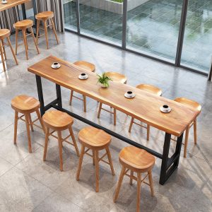 Bàn ghế Bắc Âu Sắt Rèn Thanh Bàn Ghế Quán Trà Sữa Cao Bàn Cafe Nhà Hàng Gỗ Dài Hẹp Bàn