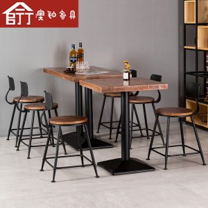 Bàn ghế Bạch kim Úc Bàn ăn phong cách công nghiệp kiểu Mỹ và ghế quán trà sữa quán cà phê Bàn ăn gia đình bằng sắt rèn Bàn ăn nhà hàng Bàn ăn gỗ đặc - Hình 3