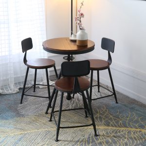 Bàn ghế ban công đơn giản Bàn ghế sắt rèn 3 món quán trà sữa cafe giải trí sáng tạo Bàn cafe nhỏ bằng gỗ nguyên khối - Hình 2