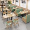 Bàn ghế Cà phê theo yêu cầu nhà hàng phương Tây thư giãn dựa vào tường ngồi trà sữa tráng miệng đơn giản nhà hàng lẩu nhà hàng Bàn ghế sofa gỗ rắn