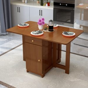 Bàn ghế Các nhà sản xuất bán buôn Bàn ăn gỗ rắn nhà phòng nhỏ đa chức năng Bàn ăn hình chữ nhật có thể thu vào di động hiện đại - Hình 2