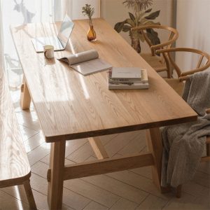 Bàn ghế Cafe Bàn gỗ đặc nhà hàng khách sạn Bàn ghế ăn Bắc Âu gỗ đặc dài dải Bàn ghế đàm phán thông thường Bàn ghế ăn quầy bar - Hình 2