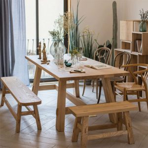 Bàn ghế Cafe Bàn gỗ đặc nhà hàng khách sạn Bàn ghế ăn Bắc Âu gỗ đặc dài dải Bàn ghế đàm phán thông thường Bàn ghế ăn quầy bar