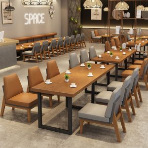 Bàn ghế cafe gỗ nguyên khối Bắc Âu, nhà hàng, Bộ bàn ghế hoàn chỉnh, quầy bar, quầy bar, trà sữa, quầy lễ tân, khu đàm phán, ghế sofa