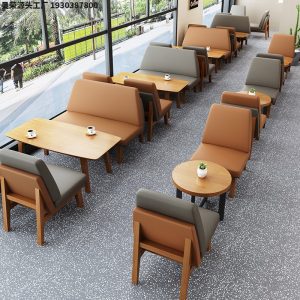 Bàn ghế Cafe Nhà hàng Quán trà sữa Nhà hàng Tây Chỗ ngồi Sofa Khu vực nghỉ ngơi Giải trí Sách Bar Đàm phán Bàn ghế gỗ chắc chắn - Hình 2