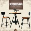 Bàn ghế cafe quán trà sữa ban công sân gỗ đặc sắt rèn Bàn tròn quầy bar ghế cao