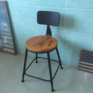 Bàn ghế cafe quán trà sữa ban công sân gỗ đặc sắt rèn Bàn tròn quầy bar ghế cao - Hình 3