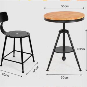 Bàn ghế cafe quán trà sữa ban công sân gỗ đặc sắt rèn Bàn tròn quầy bar ghế cao - Hình 4