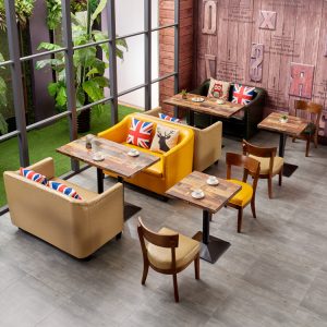 Bàn ghế Cafe Sofa Nhà Hàng Tây Nhà Hàng Trà Bình Thường Cửa Hàng Trà Sữa Cửa Hàng Món Tráng Miệng Ghế Gỗ Chắc Chắn Bàn Ghế - Hình 3