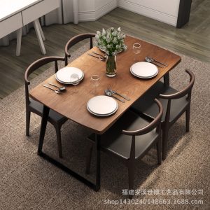 Bàn ghế Châu Âu Sắt Rèn Gỗ Chắc Chắn Bộ bàn Ghế Thanh Bàn Quán Cà Phê Bàn Ghế Quán Trà Sữa Bàn Ghế Gác Xép - Hình 4