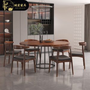 Bàn ghế Chenghong hiện đại Bàn ăn gỗ đặc Bàn gỗ Bàn ghế ăn tại nhà quán trà sữa Bàn tròn Bàn cà phê - Hình 2
