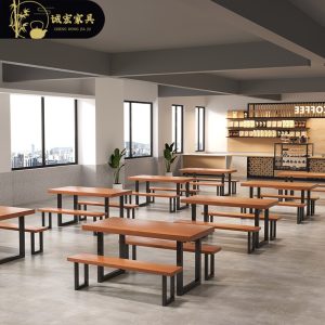 Bàn ghế Chenghong Mỹ căng tin ăn gỗ rắn Bàn ghế thương mại cửa hàng trà sữa Bàn ghế cà phê bình thường nhà hàng Bàn ăn - Hình 2