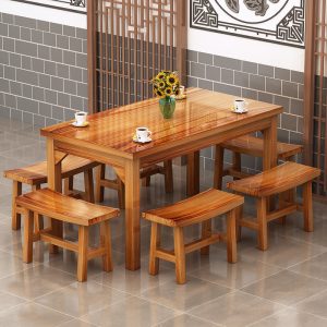 Bàn ghế cho nhà hàng thức ăn nhanh gỗ đặc Bàn nhà hàng mì nhà hàng ăn nhẹ Bàn nhà hàng căng tin Bàn ăn bán hàng trực tiếp bán buôn