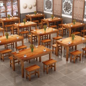 Bàn ghế cho nhà hàng thức ăn nhanh gỗ đặc Bàn nhà hàng mì nhà hàng ăn nhẹ Bàn nhà hàng căng tin Bàn ăn bán hàng trực tiếp bán buôn - Hình 4