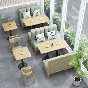 Bàn ghế Chủ đề gỗ đặc nhà hàng phương tây cửa hàng tráng miệng cửa hàng trà sữa quán cà phê dựa vào tường quầy bar ghế Bàn ghế sofa