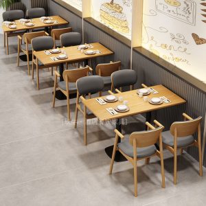 Bàn ghế Chủ Đề Nhà Hàng Quán Cà Phê Gỗ Chắc Chắn Ghế Sofa Quán Ăn Nhà Hàng Quán Tráng Miệng Quán Trà Sữa Nhà Hàng Bàn Ghế - Hình 4