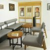 Bàn ghế Chuỗi cửa hàng cà phê ghế Bàn ghế giải trí khu vực nghỉ ngơi sofa ghế quán trà sữa Bàn tròn nhỏ màu đỏ thương mại