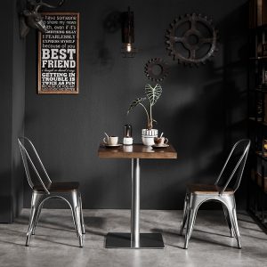 Bàn ghế Công nghiệp gió quán rượu sắt rèn giải trí Bàn ghế cafe thịt nướng quán ăn thanh cổ điển Bàn ăn gỗ đặc - Hình 4