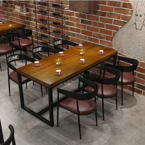 Bàn ghế Công Nghiệp Gió Thanh Bistro Bàn Dài Quán Cà Phê Thường Ngày Nhà Hàng Nướng Gỗ Chắc Chắn Bàn Ăn Và Ghế - Hình 2