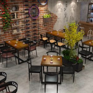 Bàn ghế Công Nghiệp Gió Thanh Bistro Bàn Dài Quán Cà Phê Thường Ngày Nhà Hàng Nướng Gỗ Chắc Chắn Bàn Ăn Và Ghế - Hình 3
